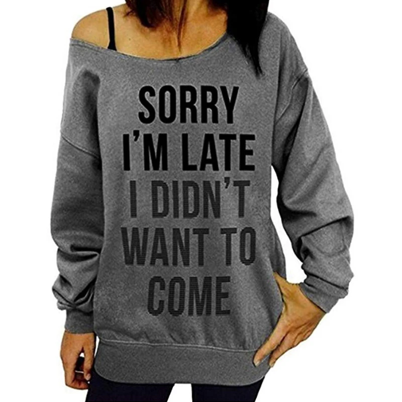 Женский пуловер с буквенным принтом толстовка капюшоном и открытыми плечами