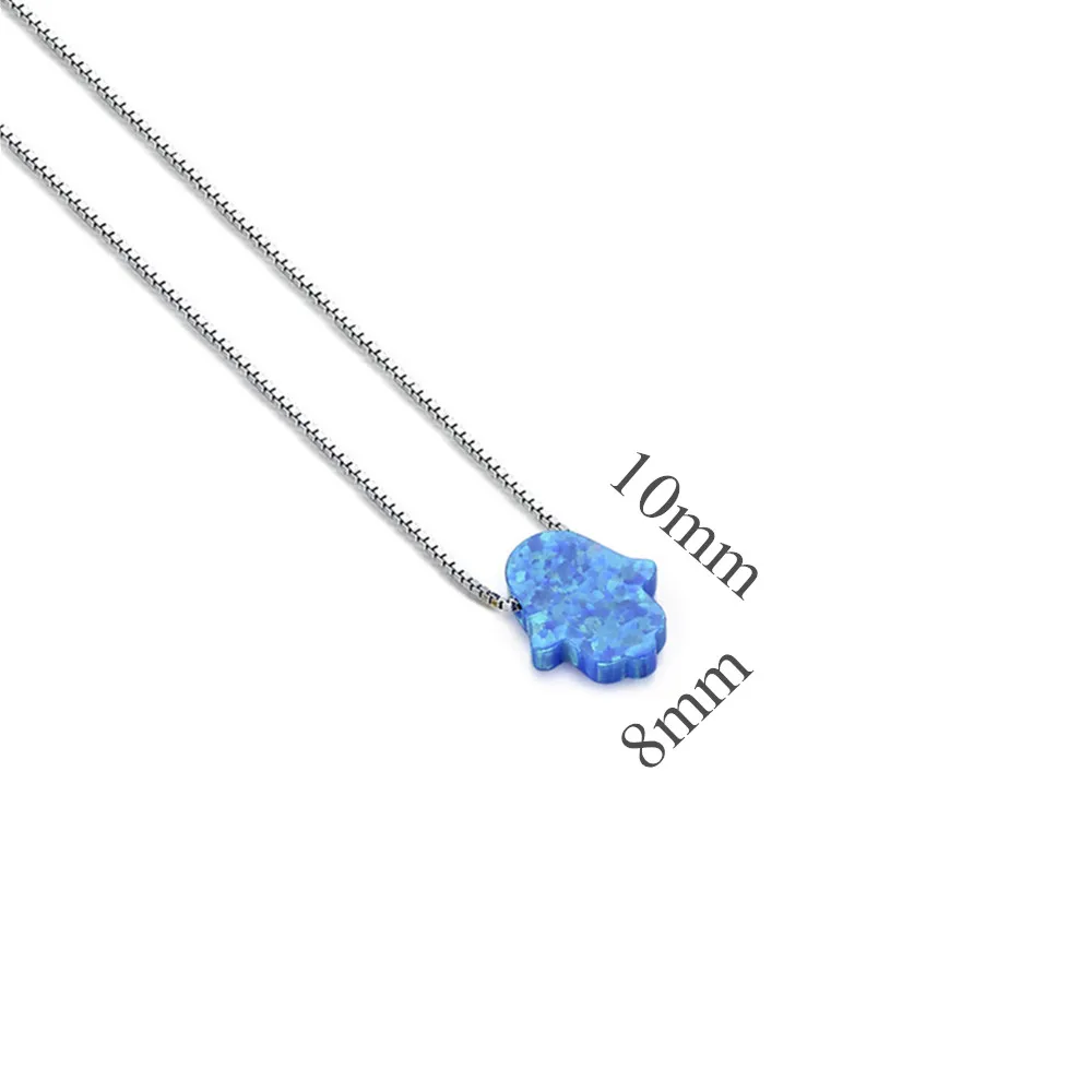Blue 8x10 Box Chain Kaletine опал Цепочки и ожерелья 925 Серебро Шарм Синтетическая Хамса рука Фатимы натуральная колье кулон для женщины ювелирные изделия - Окраска металла: Blue 8x10 Box Chain