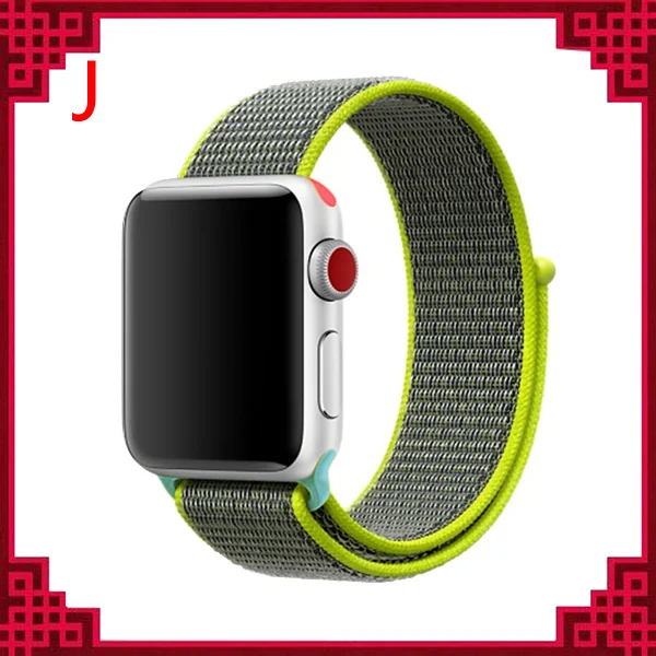 J Ремешок для apple watch band 44 мм correa apple watch 5 4 band 3 2 iwatch band 42 мм 38 мм 40 мм спортивный нейлоновый браслет - Цвет ремешка: J