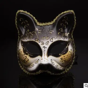big cat Венецианский шар маски верхняя половина лица Маскарадная маска тематическая вечеринка Хэллоуин Кошка Косплей детская маска танец Гримм CKI84 - Цвет: big cat