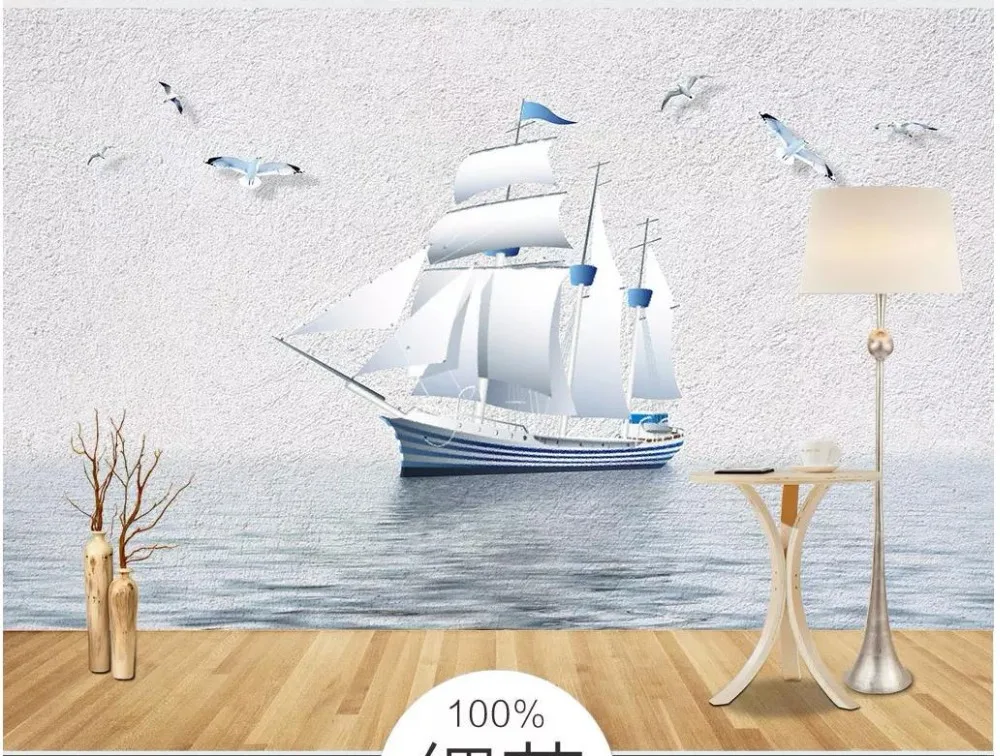 

Custom 3d wallpaper for walls 3 d wall mural wallpaper Modern boat TV background wall decorative painting wall papers home decor
