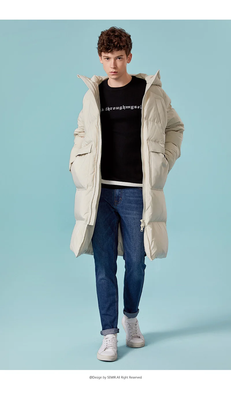 SEMIR новая одежда зимняя куртка мужская деловая длинная толстая зимняя куртка мужская однотонная модная верхняя одежда теплое длинное пальто для мужчин