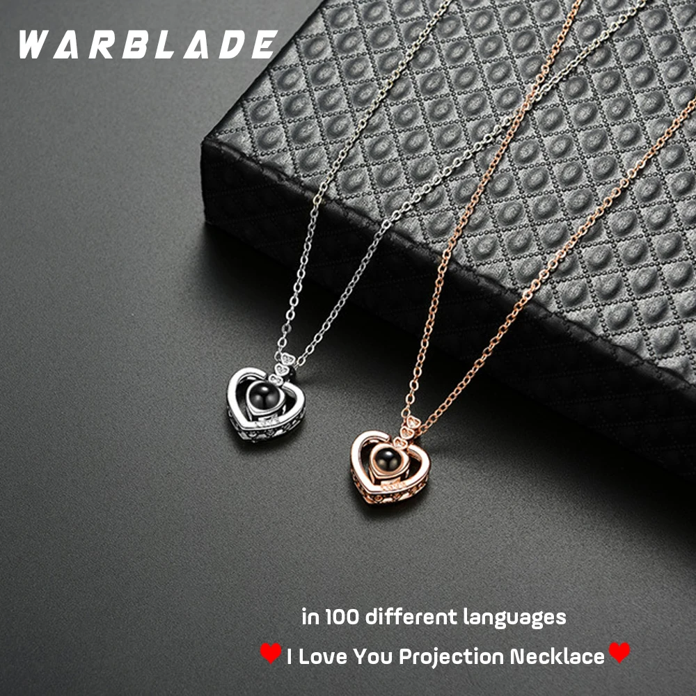 2019 Hot Gold&ampSilver Heart 100 languages I love you Projection Pendant Necklace Romantic Love Memory Wedding For Women | Украшения и