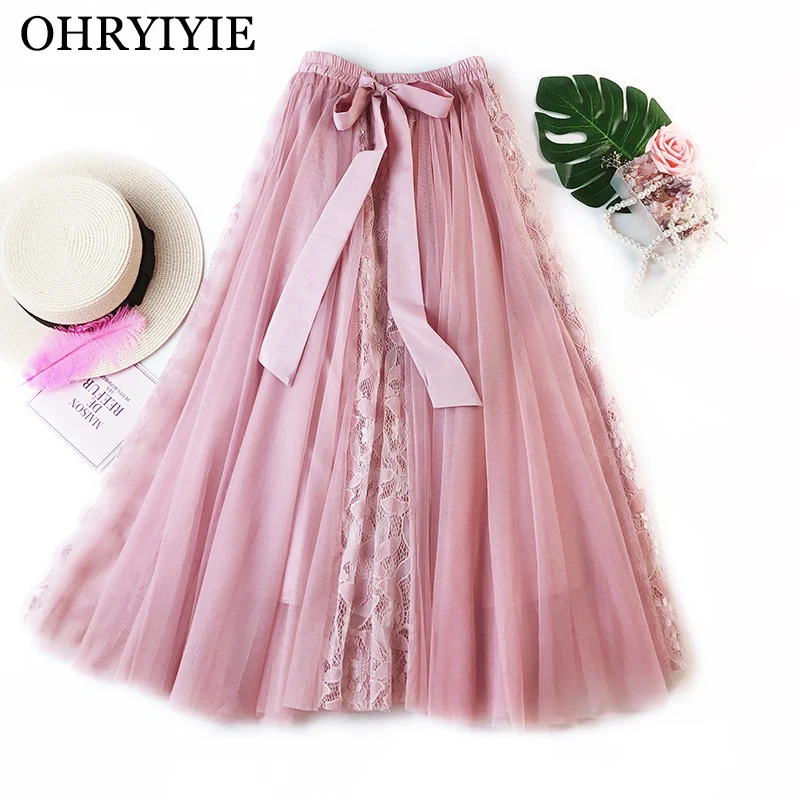 OHRYIYIE/кружевная юбка с тюлем для женщин коллекция 2019 года сезон весна лето