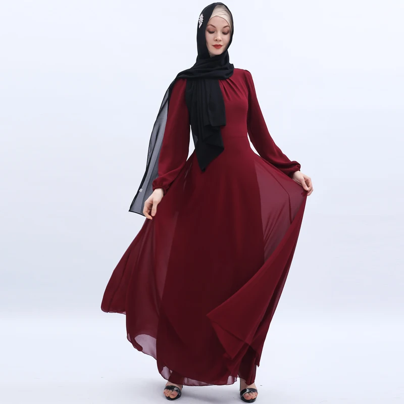 Шифоновые платья Abaya Дубай пакистанский хиджаб мусульманское платье Женский