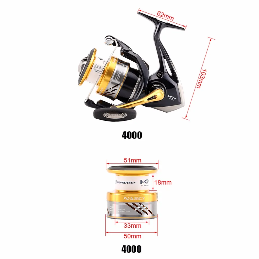 Оригинал SHIMANO NASCI 1000 2500 C3000 C3000HG 4000XG 4000 C5000XG спиннинговая Рыболовная катушка