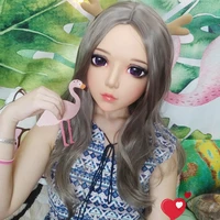 yan 07female sweet girl resin half head kigurumi mask with bjd eyes cosplay japanese anime role lolita mask crossdress doll