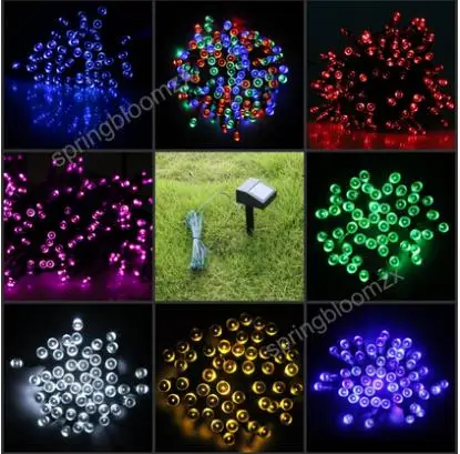 Гирлянда на солнечной батарее синего зеленого белого желтого цветов | Освещение