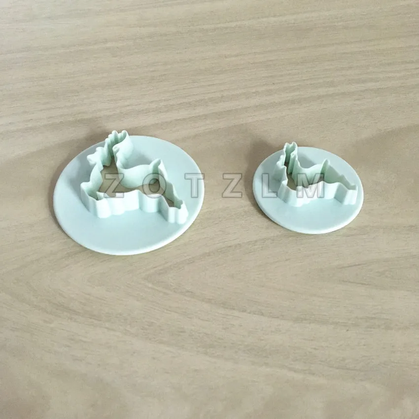 2 pcs/set Christmas Deer Shape Plastic Cookie Cutters Reindeer Bucks Cake Decorating Tools Biscuit Pastry Fondant Mold SLP139 | Дом и сад