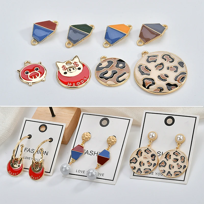 Коллаж в стиле ретро из сплава с леопардовым рисунком Круглые Яйца Подвеска со