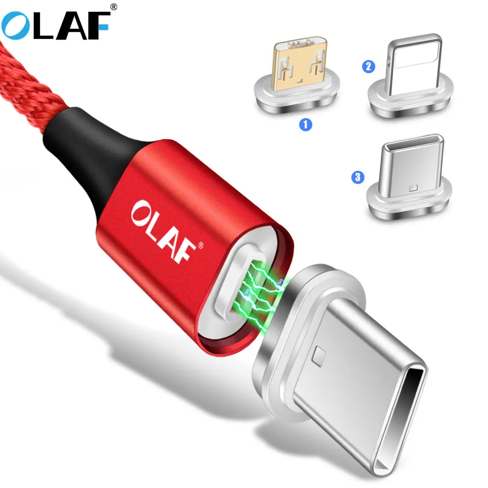 Магнитный зарядный кабель OLAF 1 м USB C со светодиодной подсветкой для Samsung Huawei P20 Pro