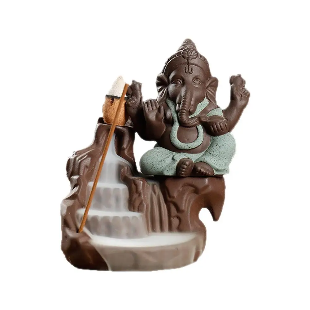 Новинка Ganesha курильница для благовоний горелка Бог слон эмблема благоприятный и успех керамическая конусная кадильница украшения дома ремесла - Цвет: Green