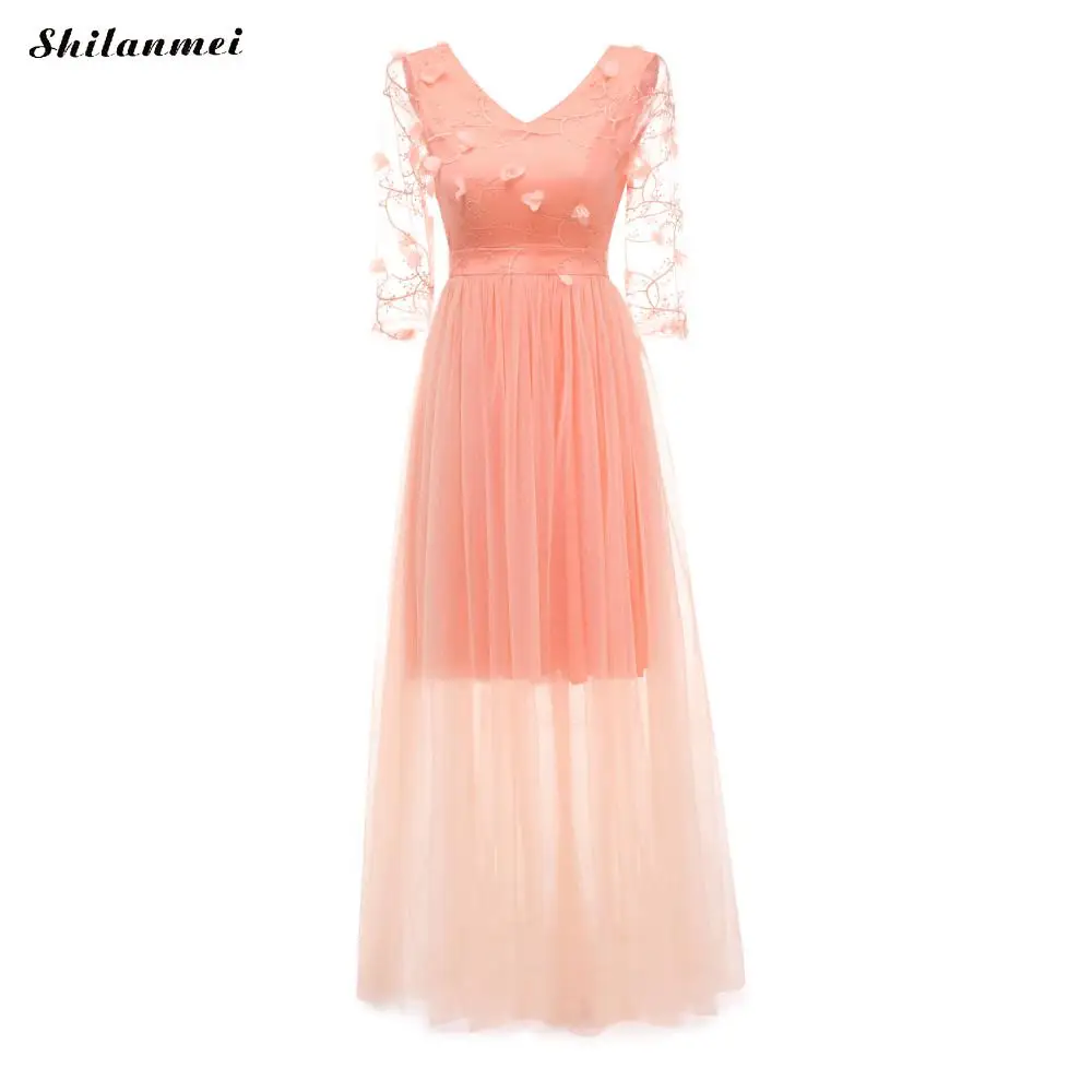 2019 кружевное Макси Платье розовое Сетчатое вечернее платье летнее сексуальное с