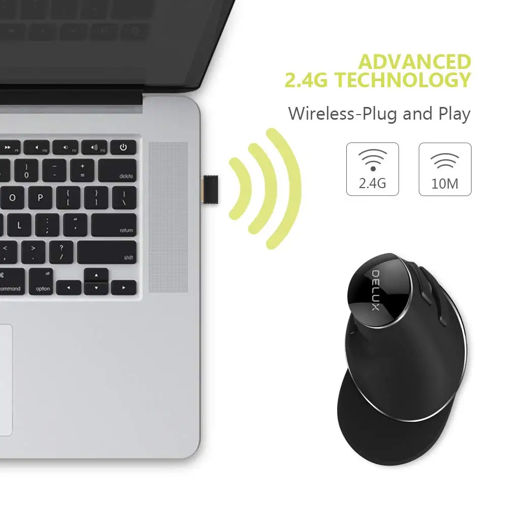 Delux M618 PLUS, эргономичная Вертикальная игровая проводная мышь, 4000 dpi, оптическая RGB беспроводная мышь для правой руки, для ПК, ноутбука, 6 кнопок