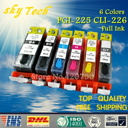 Картридж с полным наполнением чернил 6PK для PGI225 CLI226 подходит canon IX6520 IP4820 IP4920 MG5120