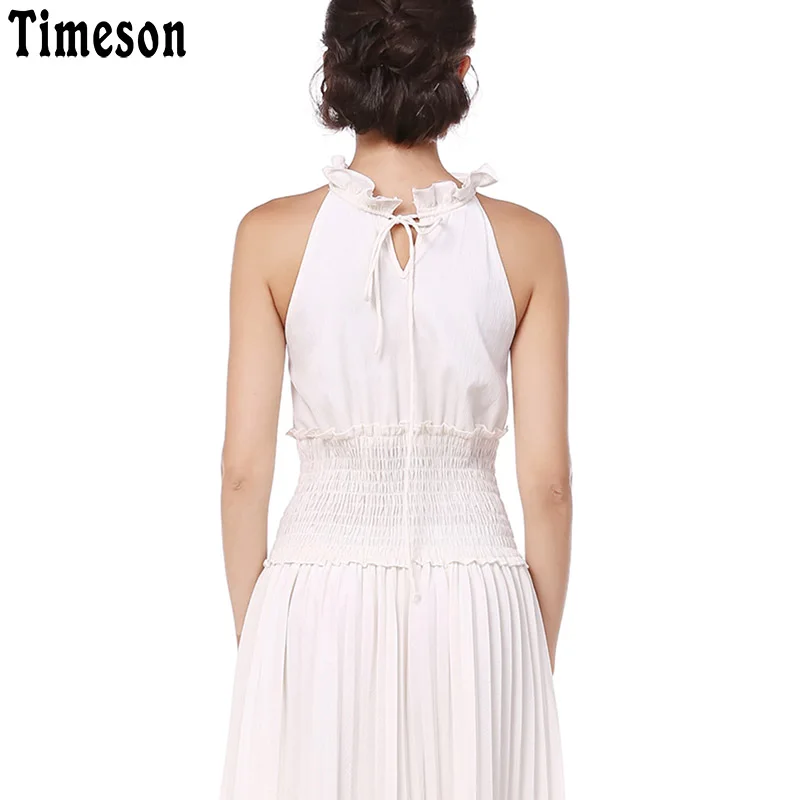 Timeson миди Длинные Холтер колье Средства ухода за кожей шеи платье Для женщин 2018