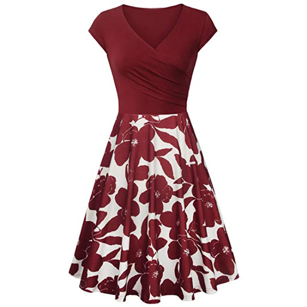 Женское платье летнее с цветочным принтом женское большого размера коротким