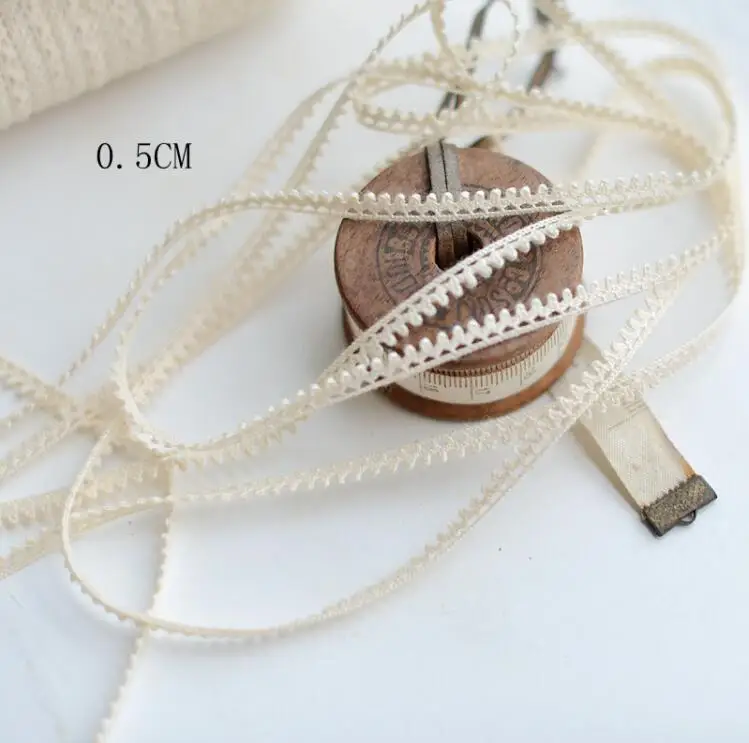 10 м/лот 5 мм хлопковый материал бежевая тонкая кружевная отделка для одежды