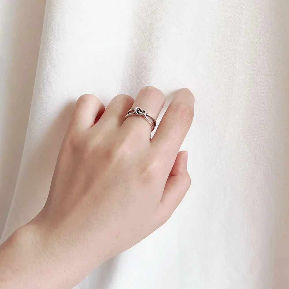 Кольцо из стерлингового серебра 925 дизайн Мода и личность двойной узел форма