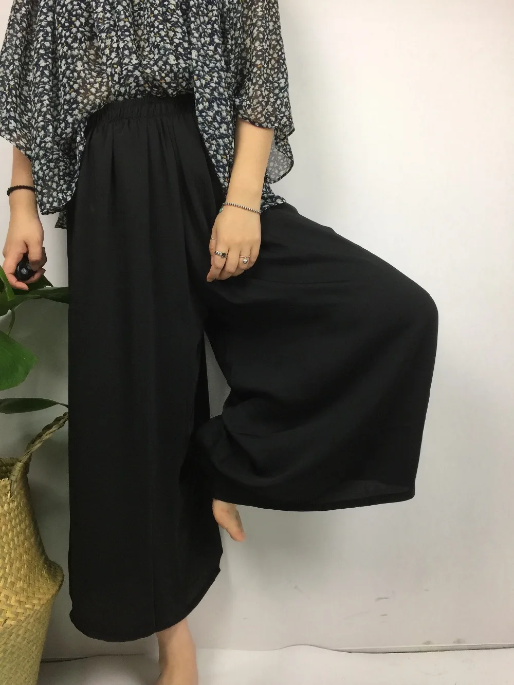 2017 Летний Корейский Повседневная Негабаритных Брюки Широкую Ногу Высокой Талии