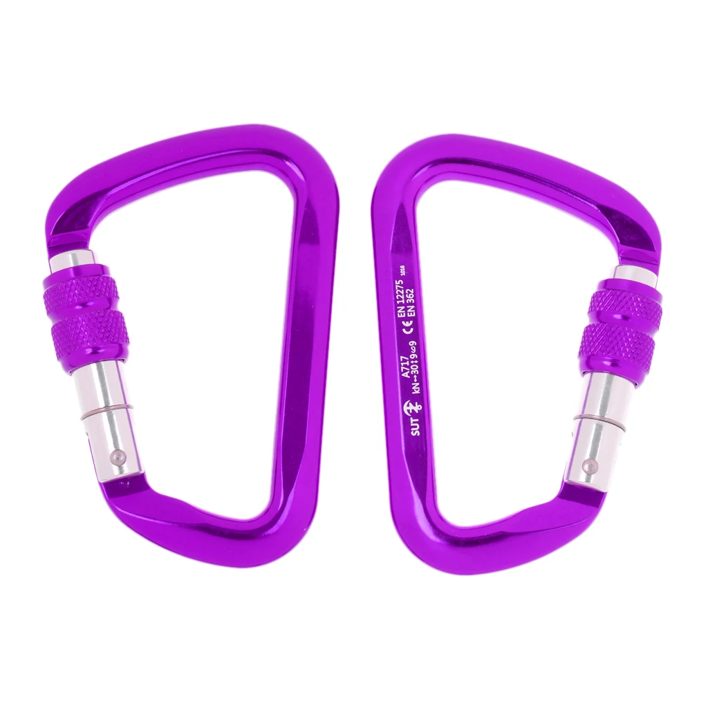 Professional 2 Pcs 30KN Twist Auto Locking D-Ring Carabiner Rock Climbing Rappelling Safety Rescue for Camping Hiking Equipment | Спорт и