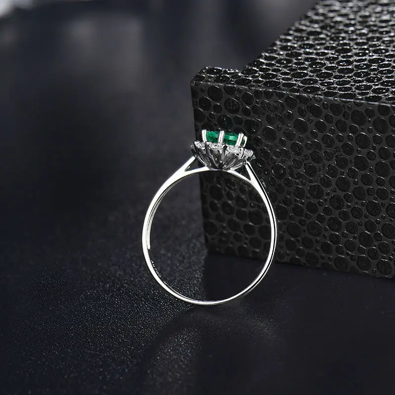 LOVERJEWELRY, модные кольца, Твердое 14 к белое золото, настоящий бриллиант, натуральная круглая форма, изумруд, обещанные кольца для женщин, любящий подарок