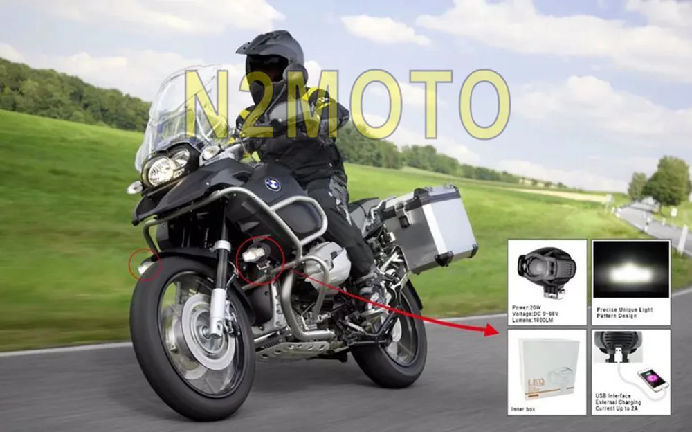Мотоциклы 20 Вт светодиодный фонарь с кронштейном 1 1/2 &quot1 1/4&quot 1/8