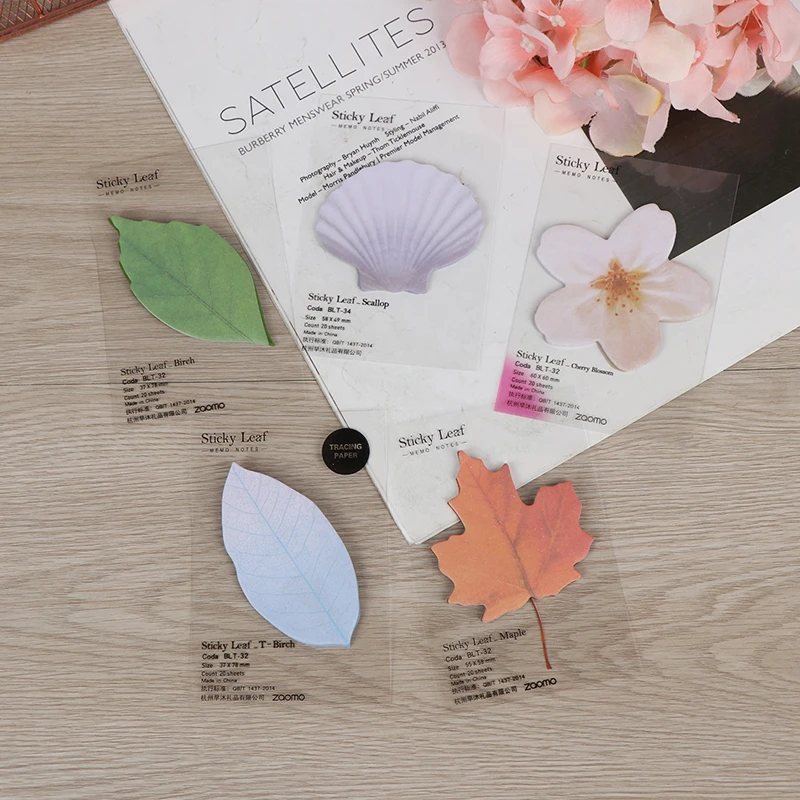 Корейская Милая Канцелярия форма зеленого листа Набор стикеров для заметок Diy