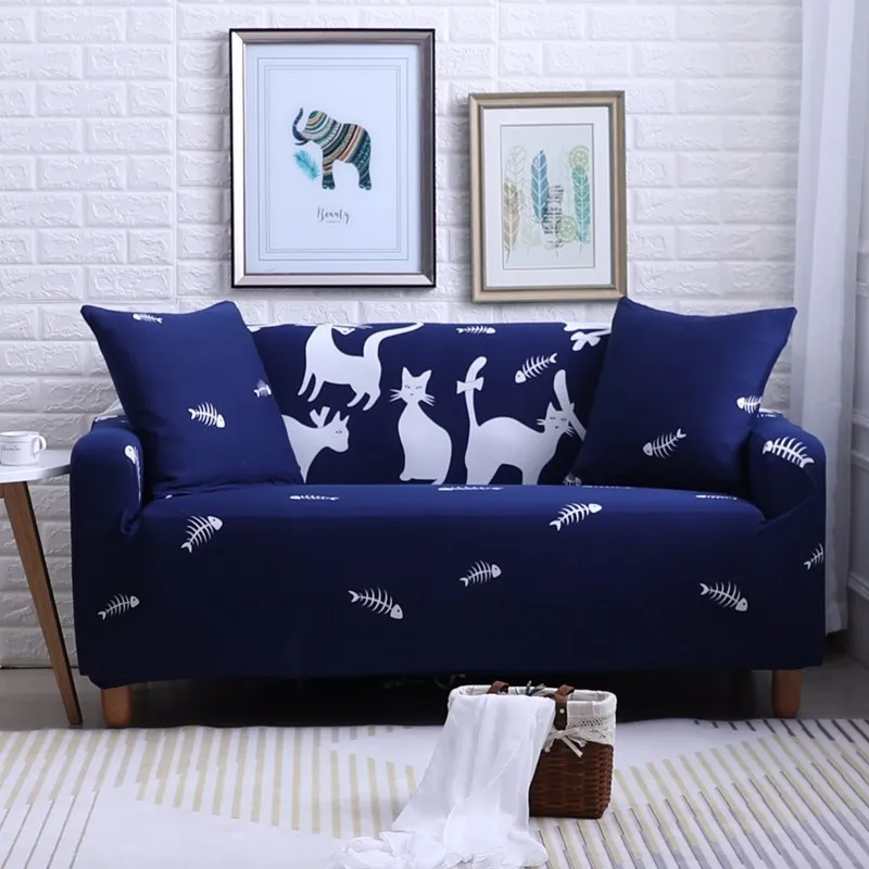 fashion cat Милая Толстовка с принтом лисьей морды принт спандекс чехлы для диванов маленькие кнопки чехол для дивана все включено чехол для дивана мебель протектор 1/2/3/4 местный - Цвет: fashion cat