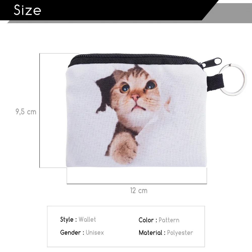 Galaxy Cat мини квадратный брендовый Кошелек для монет кошелек с животным принтом женский кошелек держатель милый маленький мешок на молнии модные женские ключи сумки