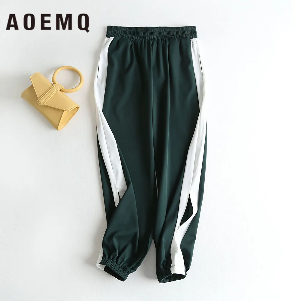 AQEMQ модные штаны с эластичной резинкой спортивные лосины PE летние брюки в полоску