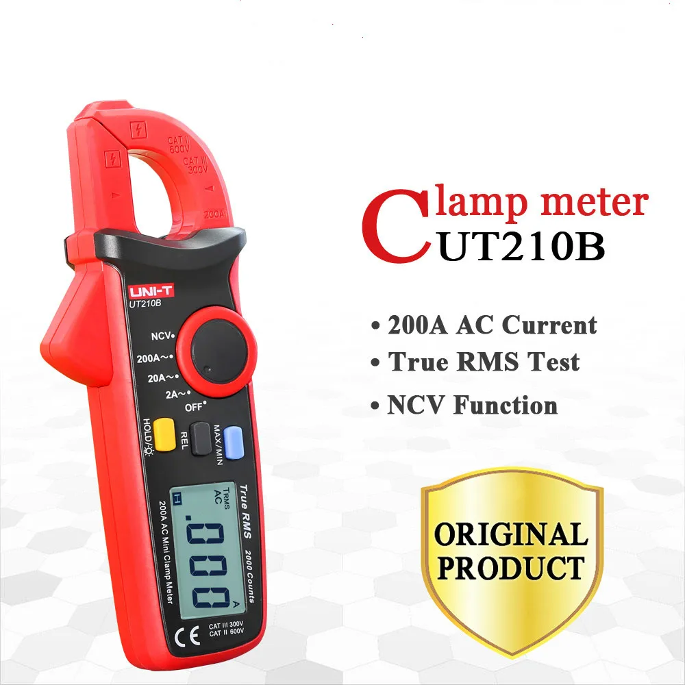 UNI T UT210B True RMS 200A AC Мини Клещи Амперметр NCV тест профессиональный мультиметр