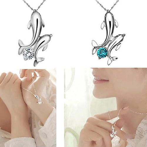 Лидер продаж модная Милая Посеребренная Подвеска с двойным дельфином