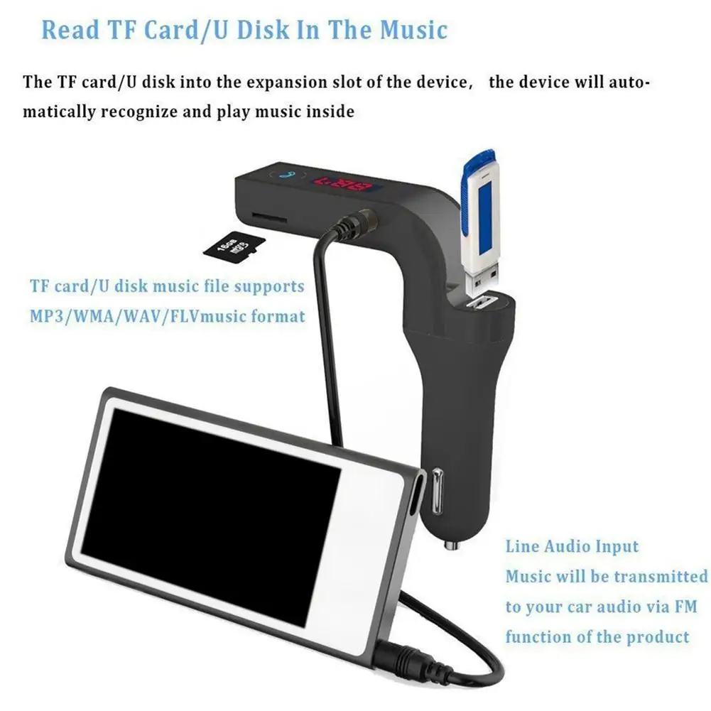 Bluetooth автомобильный комплект громкой связи fm-передатчик Радио MP3 плеер USB зарядное устройство