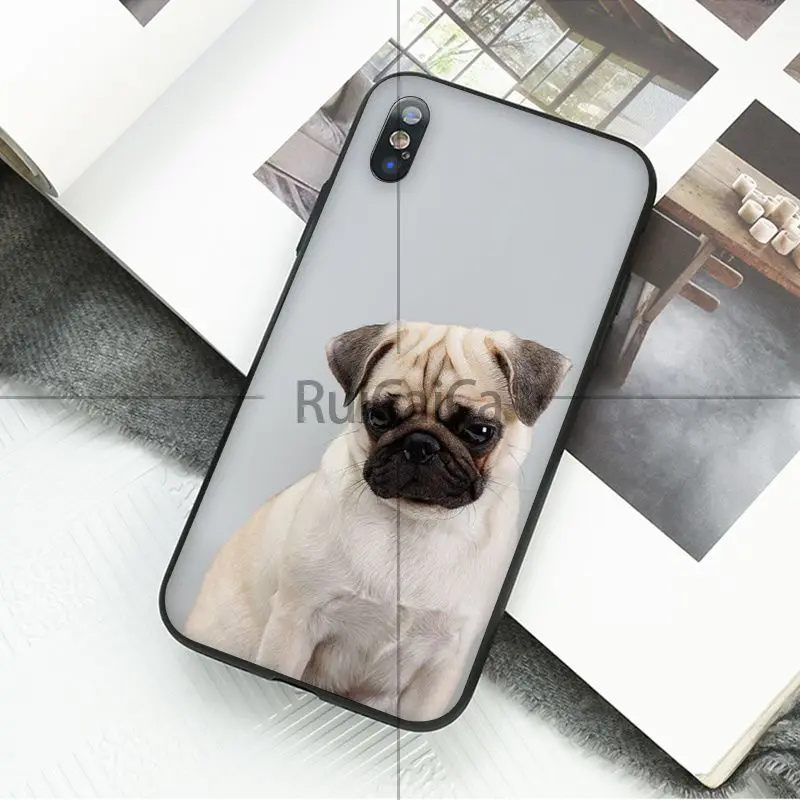 Ruicaica милые животные Мопс мягкий силиконовый черный чехол для телефона iPhone X XS MAX 6