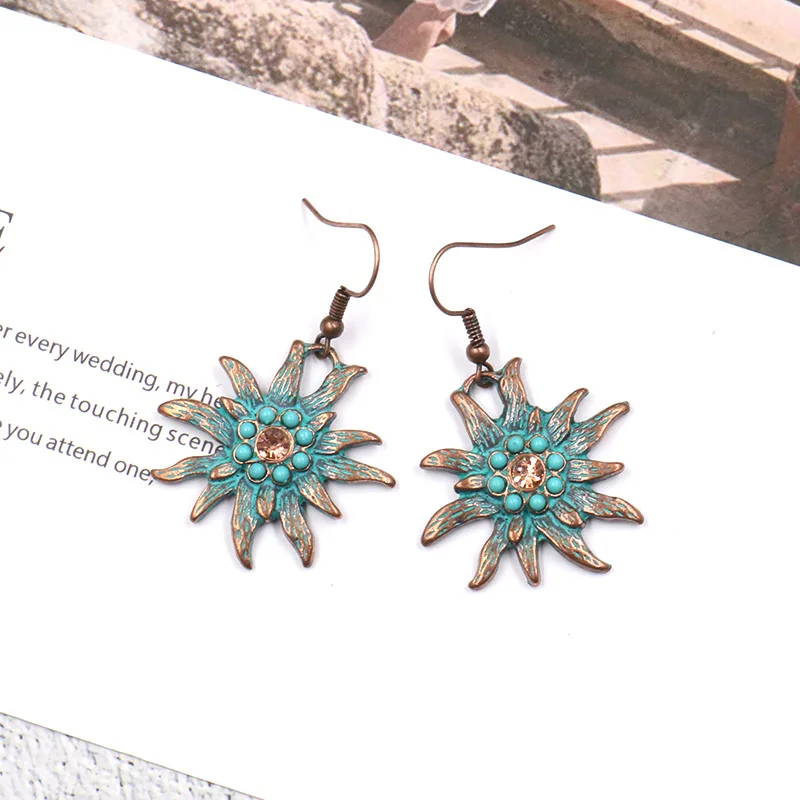 Женские серьги с подсолнухами винтажные бронзовые нестандартные цветами