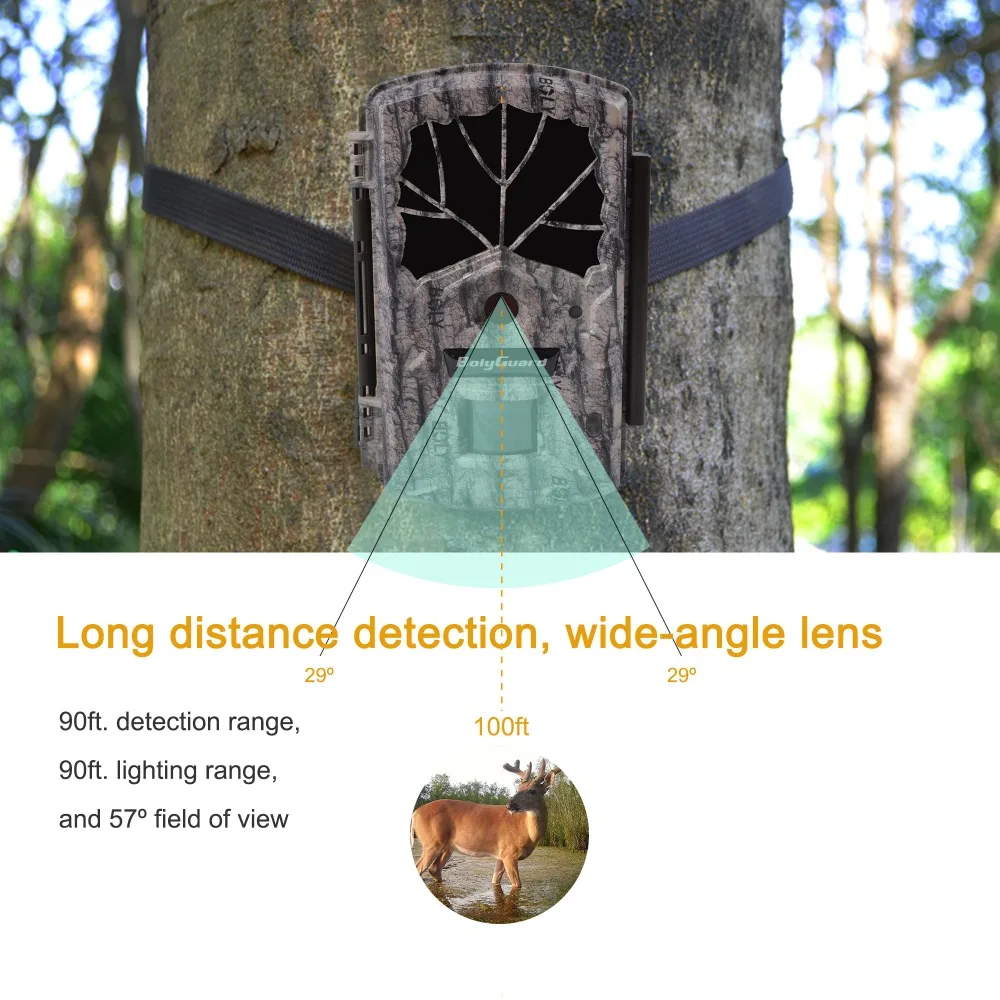 BolyGuard BG590-24mHD Охотничья камера испытаний 24MP 1080P Ночное видение черный IR Chasse 100ft Wildlife Photo Trap on.