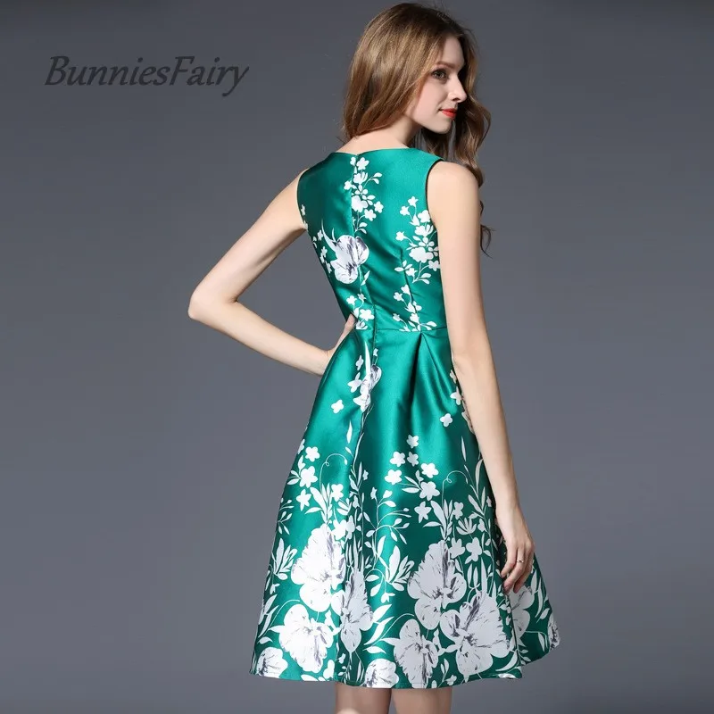 Бренд BunniesFairy новинка весны 2019 женское зеленое ретро платье с цветочным принтом