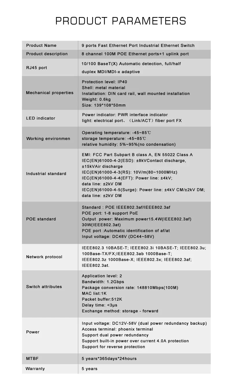 WangLink промышленного класса POE коммутатор ethernet 8 портов 10/100 м IP40 для использования на природе, локальных сетей переключатель поэ