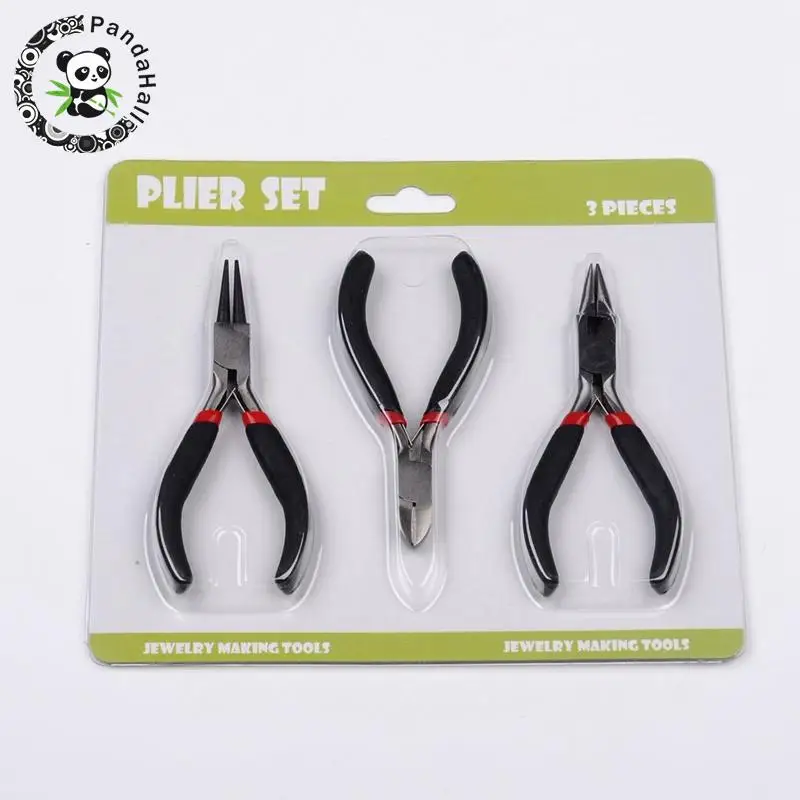 

Pliers Sets 3pcs/set Steel DIY Jewelry Tool Round Nose Wire-Cutter Pliers Side-Cutting Pliers Black 315x70x10mm Free Shipping