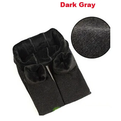 Dark Grey Высококачественные зимние меховые леггинсы для девочек, детские штаны, Детские плотные теплые разноцветные Хлопковые Штаны с эластичной резинкой на талии для девочек - Цвет: Dark Grey