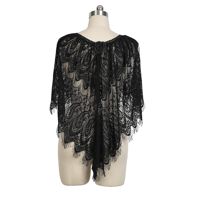 Черная шаль-шаль в стиле панк готика викторианская шаль спитцен два стиля одежда