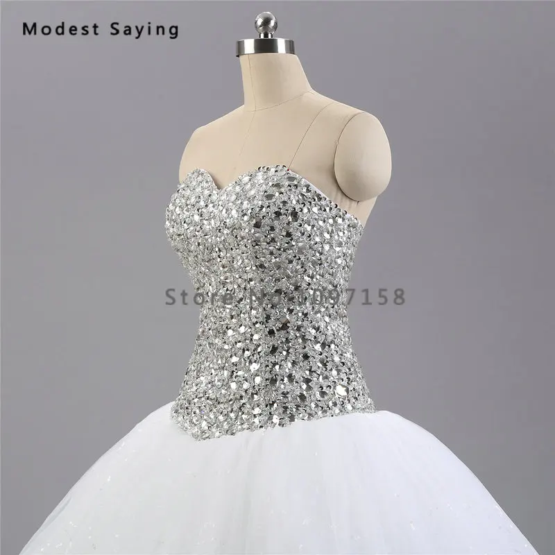 Роскошное Белое Бальное Платье блестящие кружевные свадебные платья 2017 со