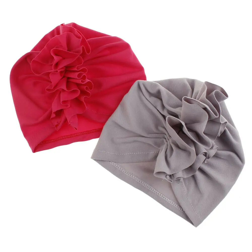 2019 Children Summer Accessories Fashion Newborn Toddler Kid Baby Boy Girl Turban Cotton Beanie Solid Ruffle Candy Color Hat Cap | Детская