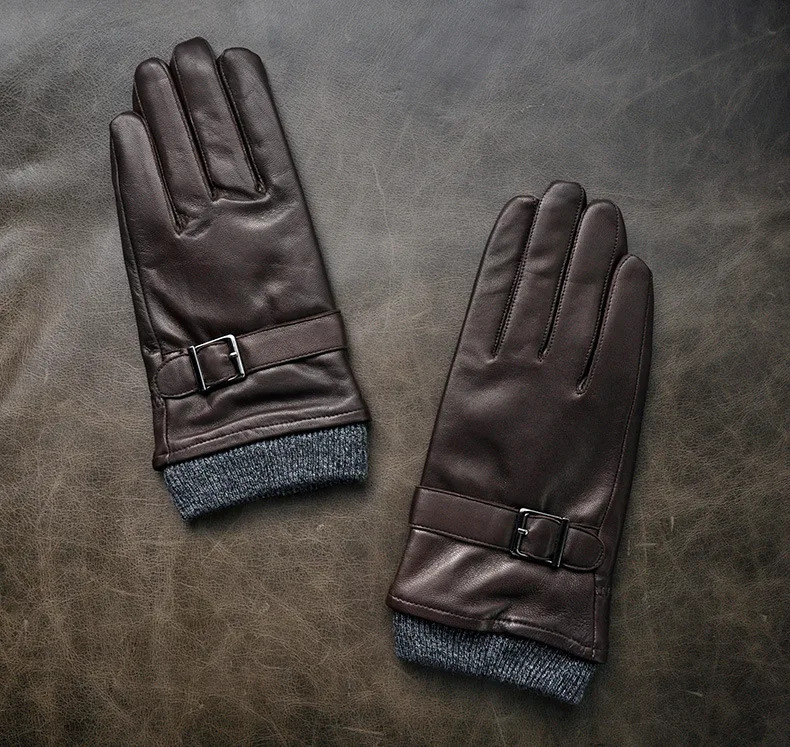Новые кожаные зимние перчатки guantes, теплые перчатки из овчины, мужские кожаные перчатки, простые противоскользящие перчатки для мужчин KWA559