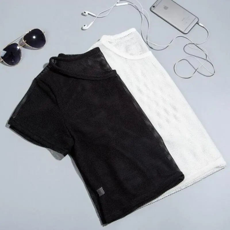 Женская Черная Спортивная сетчатая рубашка Новинка лета 2019 модная