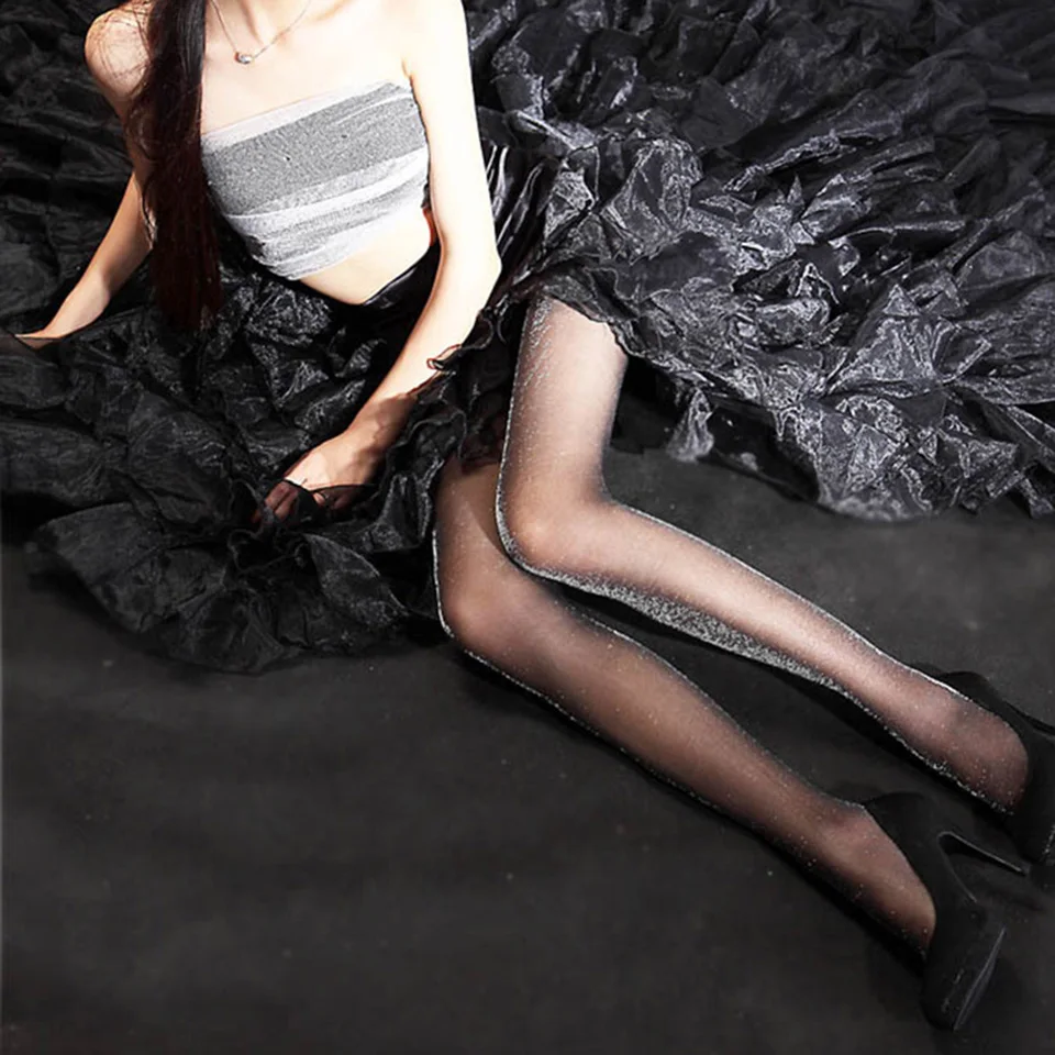 Женские блестящие Прозрачные шелковые колготки ультратонкие нейлоновые женские