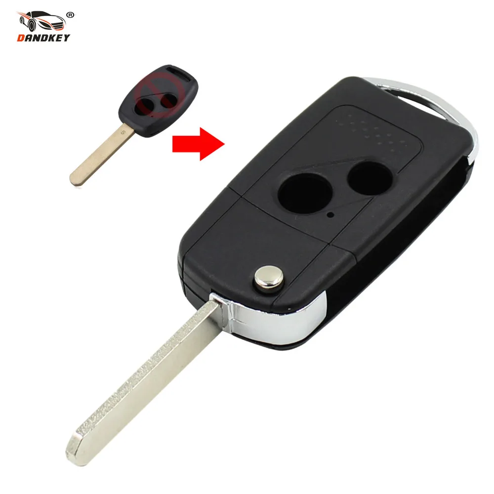 Dandkey 2 кнопки дистанционного флип складной Оболочки чехол для Honda CRV Fit Accord Civic