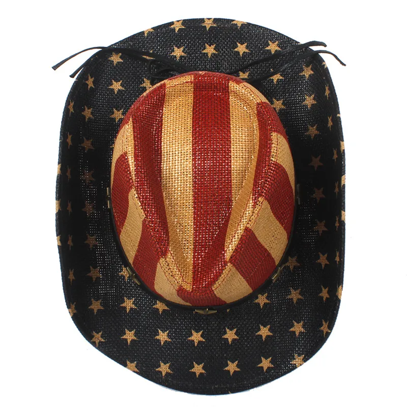 Американский флаг США соломенная ковбойская шляпа для женщин и мужчин в западном
