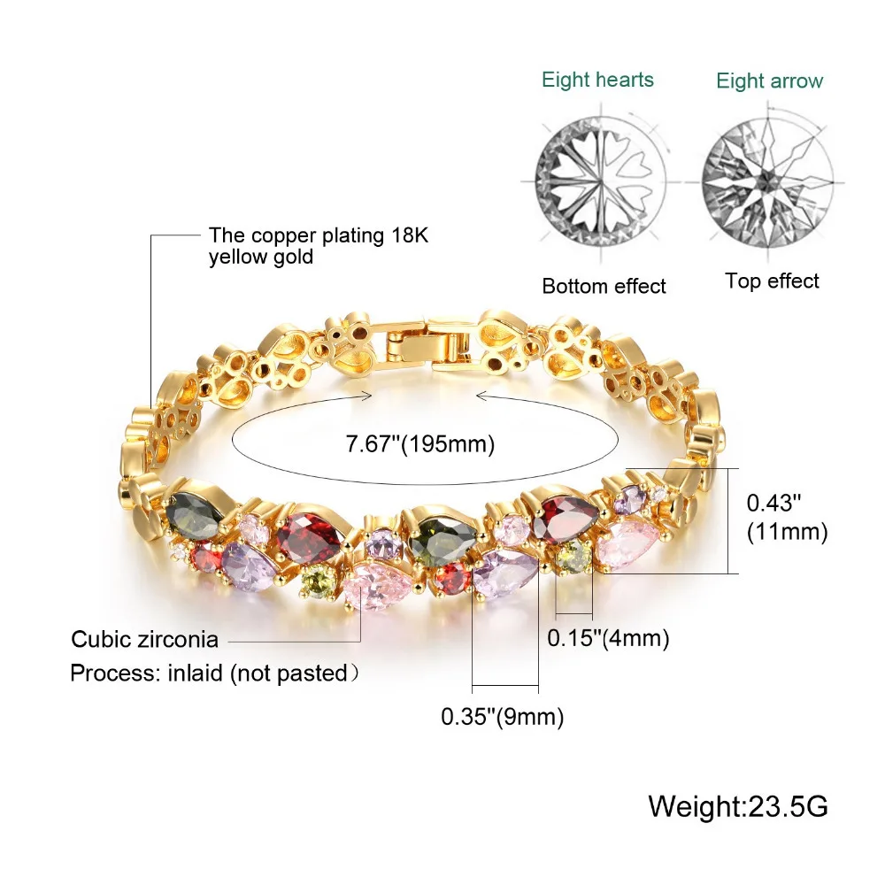 OPK винтажные разноцветные женские браслеты с кубическим цирконием Mona Lisa в